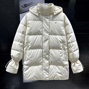 Adidas/三叶草 女子冬季运动休闲保暖连帽中长款羽绒服外套GU1783