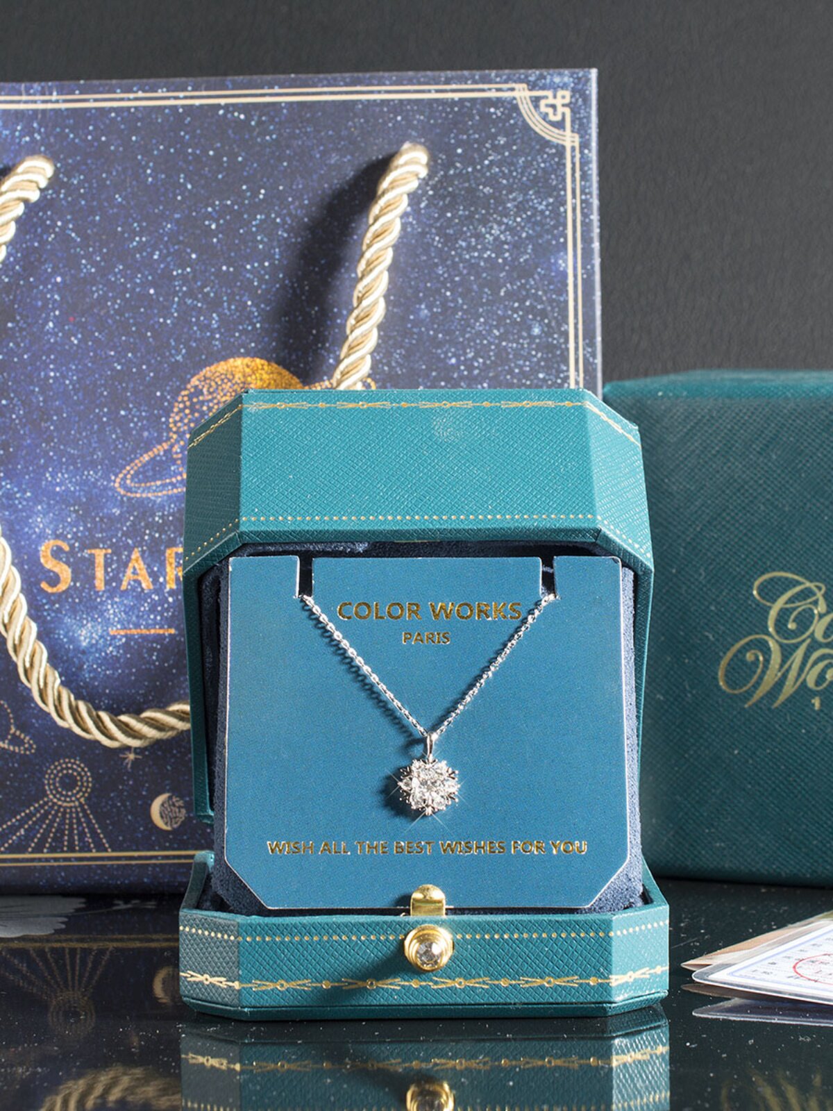 프랑스 COLORWORKS MOISSANITE 다이아몬드 눈송이 S999 목걸이 여성 틈새 라이트 럭셔리 생일 새로운 선물