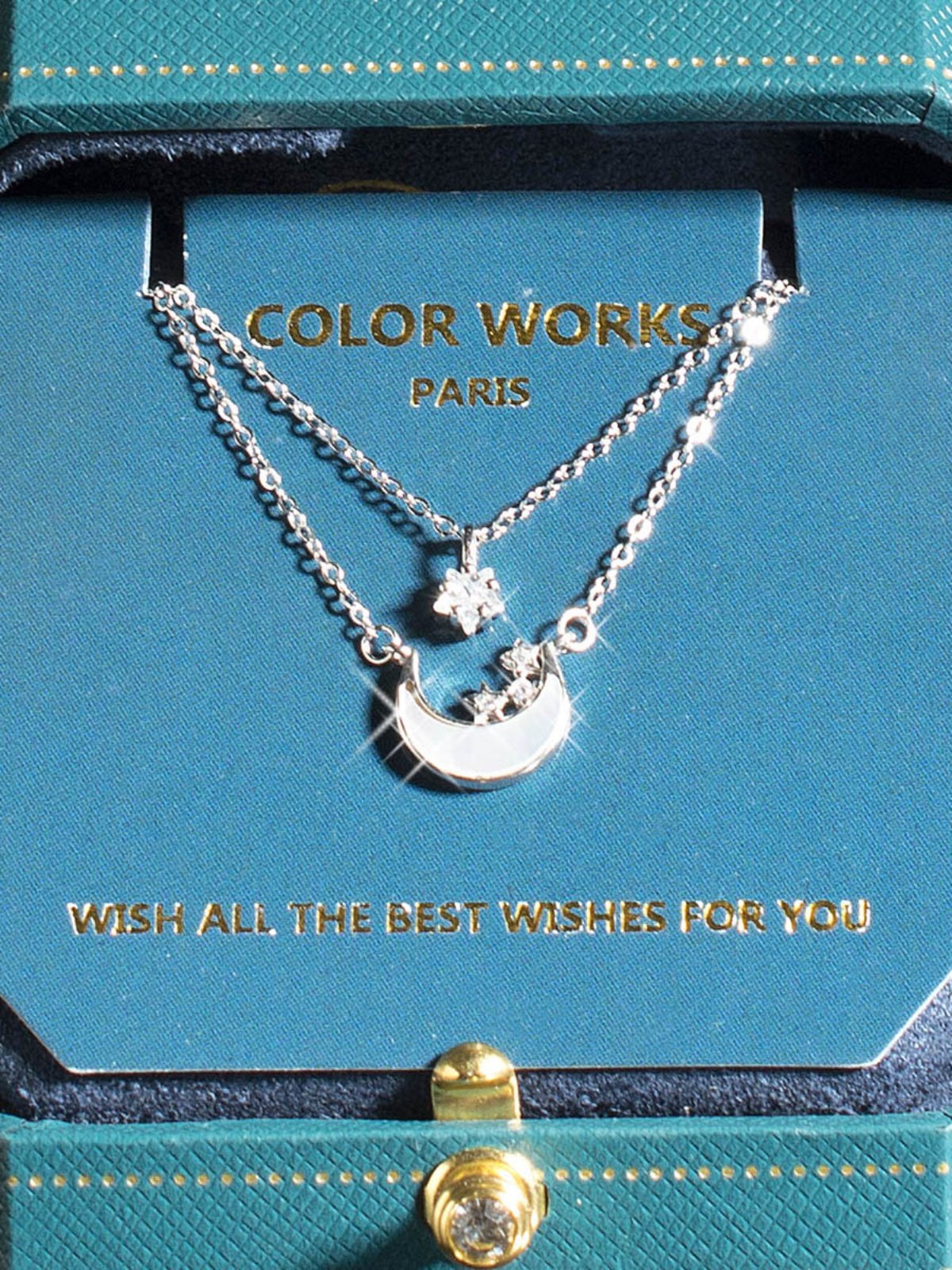 프렌치 컬러 작품 문 더블 레이어  라이트 럭셔리 틈새 하이 엔드 목걸이 여성 지르콘 생일 선물