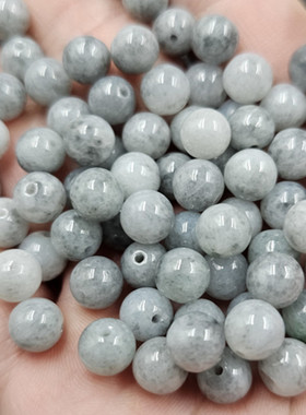 翠玉乌鸡种圆珠玉石散珠8毫米灰色珠子diy手链项链饰品配件珠子