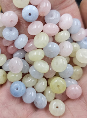 摩根石多宝珠玉石散珠粉色黄色海蓝色玉扣隔片算盘珠饰品配件珠子