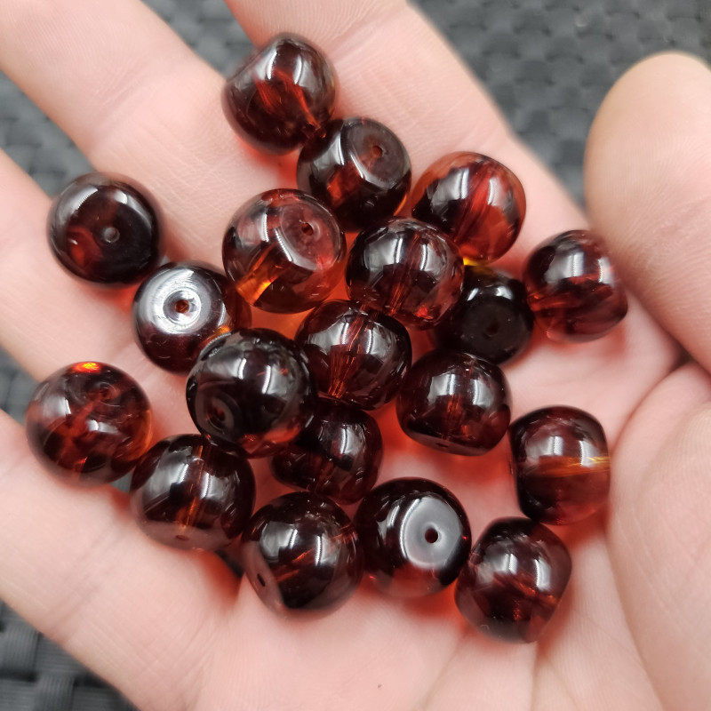 荧光浮盐水仿血泊老型珠散珠仿红蜜蜡珠子diy手链项链饰品配件珠