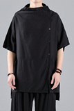 QT715-T3-P75夏季风宽松垂感中袖衬衫情侣日系休闲小众衣服-1，男装衬衫，钱塘715