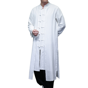 QT715-827-P130风春秋款棉麻中长款汉服假两件复古风衣唐装红图片
