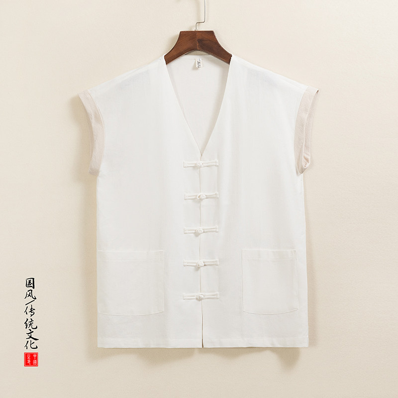QT715-C812-P55风复古风盘扣唐装背心男士休闲汉服无袖马甲-2,男装背心/马甲,钱塘715