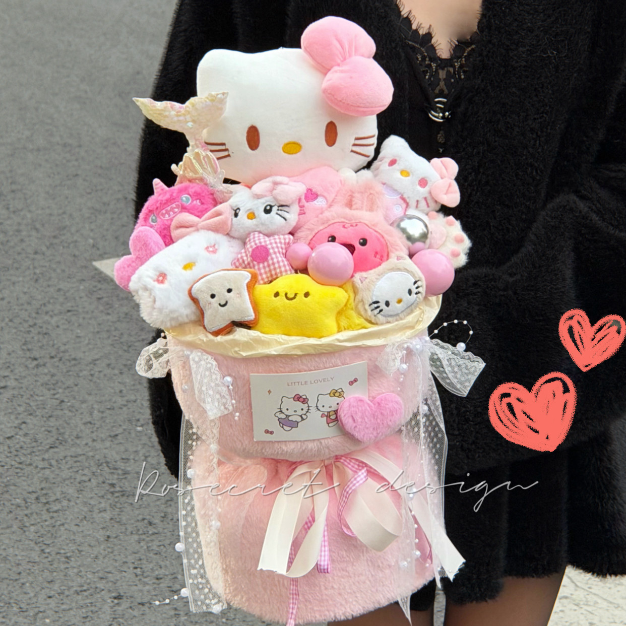 少女心凯蒂猫玩偶粉色花束KT萌趣毛绒公仔卡通花毕业生日新年礼物