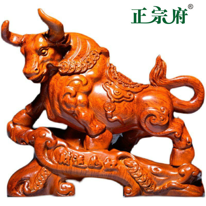 黑檀木雕刻摆件十二生肖牛