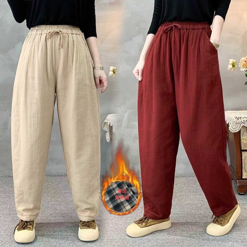 加绒加厚双层棉纱哈伦裤女25冬新款高腰宽松大码兔毛绒萝卜裤A822,女装/女士精品,休闲裤,淘宝优惠券,粉丝福利购,淘宝优惠卷