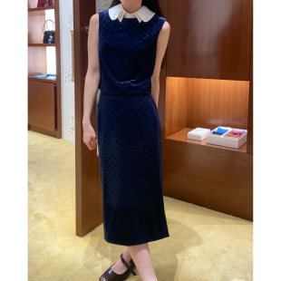 25ss休闲气质感双层领丝绒无袖 本 上衣女shushuto 上海高版 花一