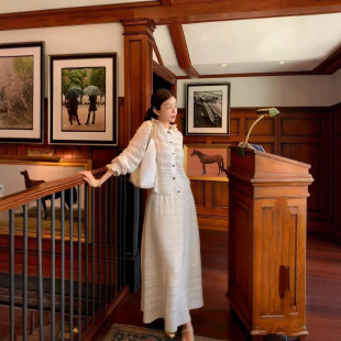 复古白色半身裙镂空上衣套装 花一 25ss新百搭法式 本 女 上海高版