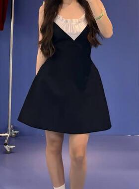 花一【上海高版本】25ss百搭甜美可爱气质拼接花边领连衣裙shushu