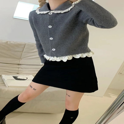 蕾丝花边可拆卸毛衣女