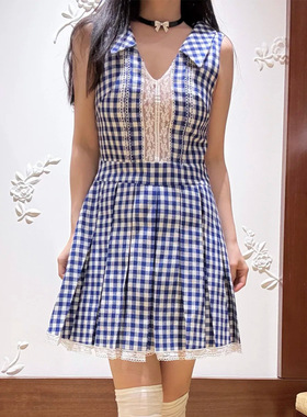 花一【上海高版本】25ss新高腰A字背心裙翻领百褶连衣裙女shushut