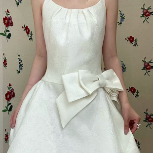 25ss新精致优雅腰侧蝴蝶结吊带连衣裙shusuhto 本 花一 上海高版
