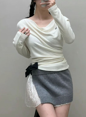 花一【上海高版本】24流动一字领针织上衣显瘦百搭打底叠穿Marche