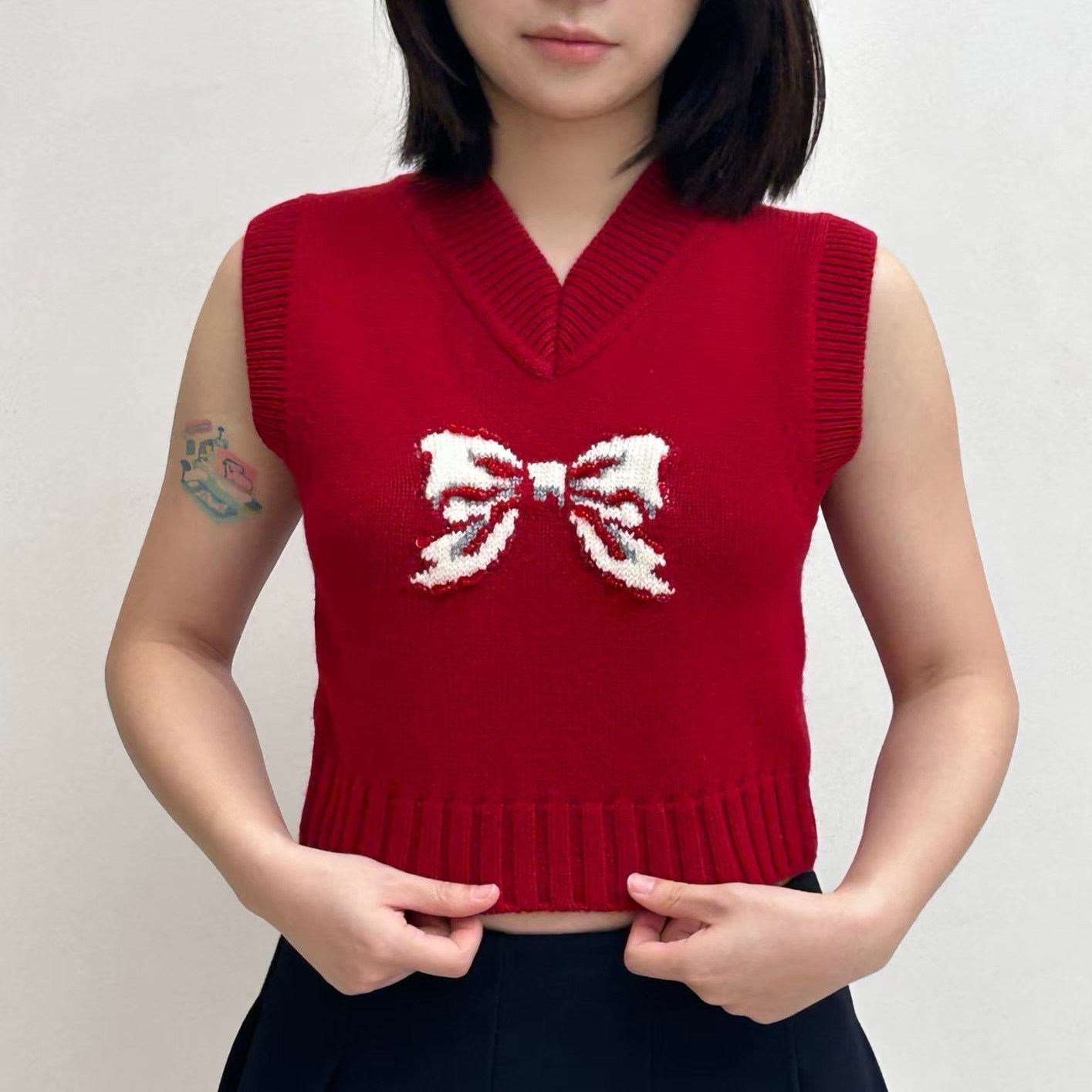 花一【上海高版本】时尚休闲气质感蝴蝶结针织背心上衣女shushuto,女装/女士精品,毛针织衫,淘宝优惠券,粉丝福利购,淘宝优惠卷