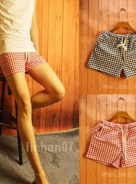 格子短裤男士夏季新款时尚潮流三分裤韩版休闲西裤百搭薄款沙滩裤