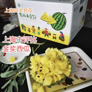 正宗金山小皇冠西瓜黄心黄瓤冰淇淋西瓜非特小凤20斤3-6个礼盒装