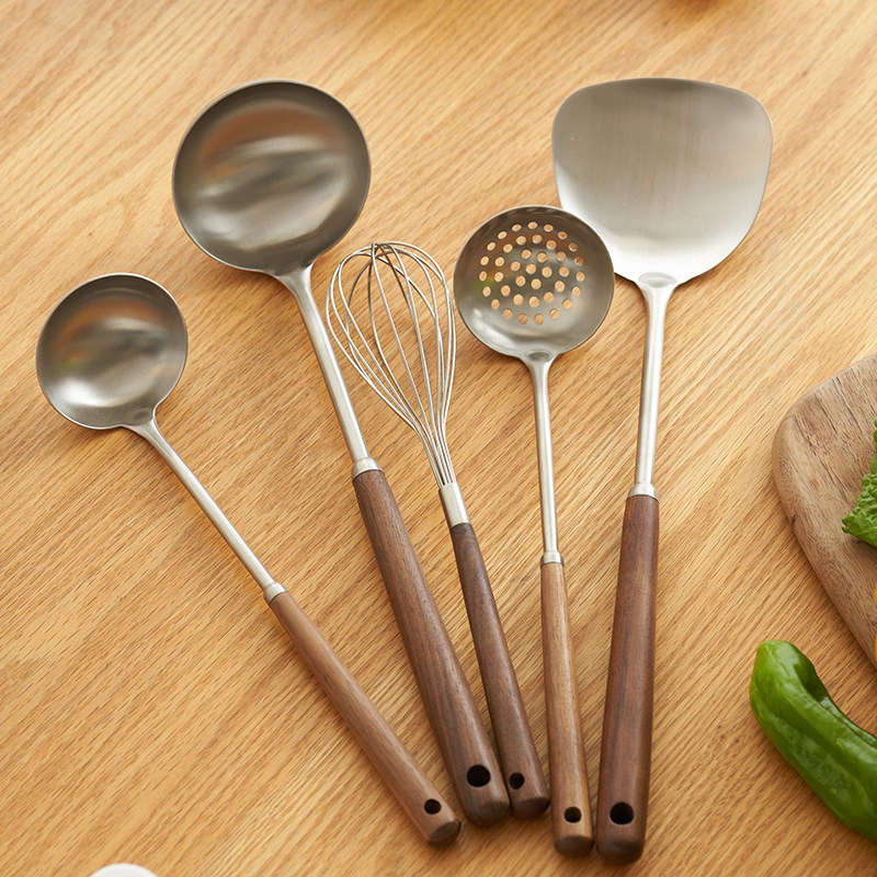 肆月 木柄锅铲家用304不锈钢炒菜铲子炒勺汤勺漏勺打蛋器厨具套装,厨房/烹饪用具,锅铲,淘宝优惠券,粉丝福利购,淘宝优惠卷