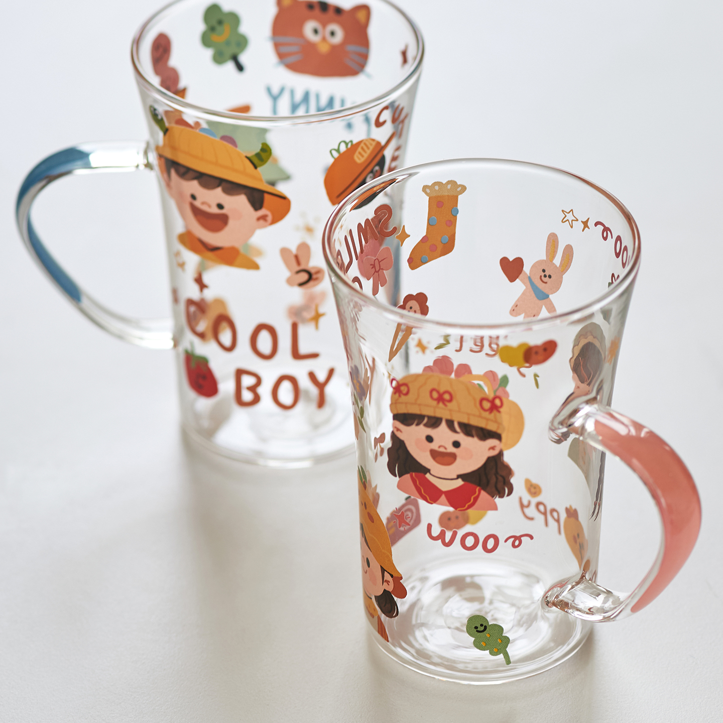 肆月超好看情侣玻璃马克杯大容量