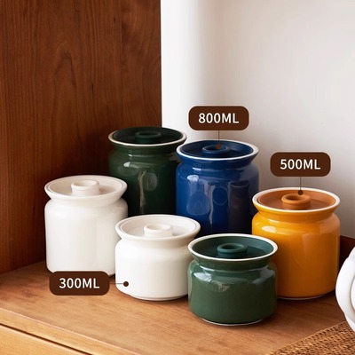 高颜值辣椒油罐陶瓷猪油罐带盖