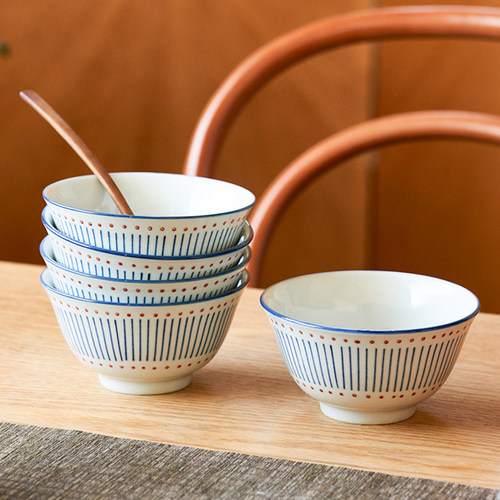 中式复古米饭碗家用陶瓷吃饭碗小