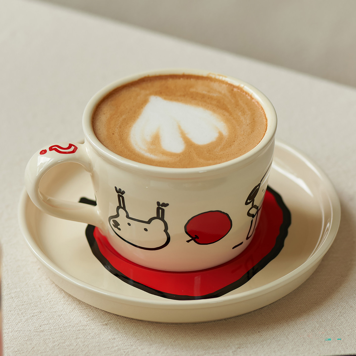 肆月陶瓷猫咪咖啡杯碟套装下午茶杯子女士个人专用美式拿铁拉花杯,餐饮具,咖啡杯,淘宝优惠券,粉丝福利购,淘宝优惠卷