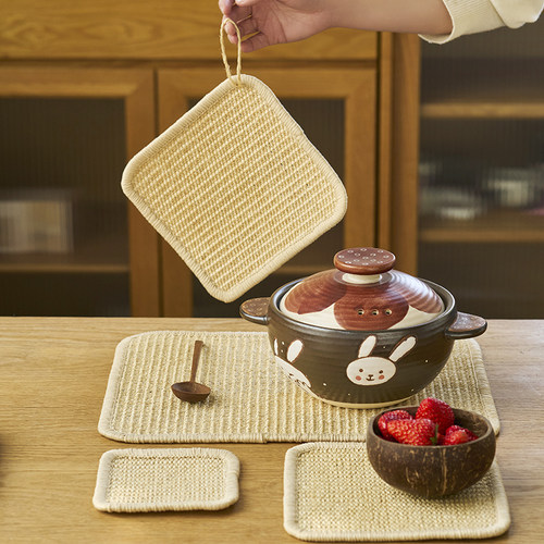 肆月草编隔热垫餐垫家用防烫垫