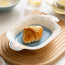 肆月 餐盘可爱釉下彩早餐水果盘ins 盘子家用菜盘高颜值陶瓷装 菜