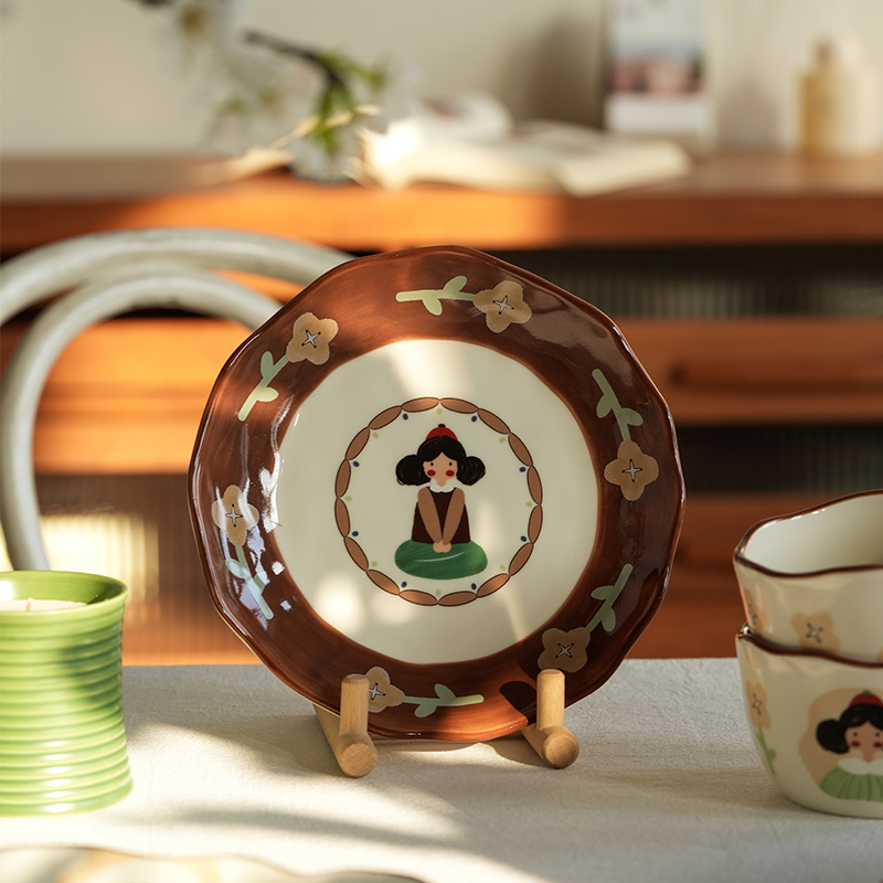 可爱少女陶瓷盘子菜盘设计感小众