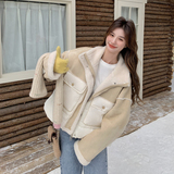 卡其色拼接内胆羽绒服女冬季新款韩系休闲宽松小个子白鸭绒外套，女装皮草，浙宝178