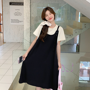 新款现货 假两件休闲减龄背带连衣裙178-227-p105-k158,女装孕妇装,浙宝178