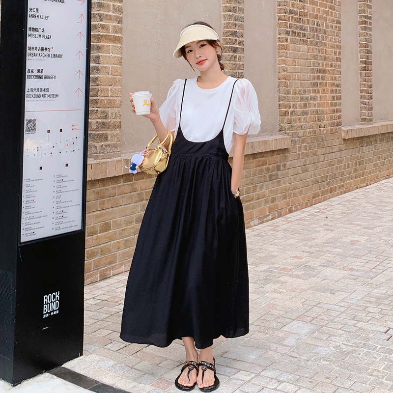 新款现货网纱泡泡袖＋背带裙两件套178-233-p135-k188,女装连衣裙,浙宝178
