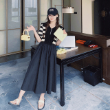现货新款撞色连衣裙178--1107--P115--K168长裙显瘦条纹，女装连衣裙，浙宝178