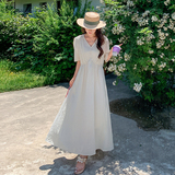 新款现货法式V领泡泡袖仙女裙178-1118-p115-k168，女装连衣裙，浙宝178