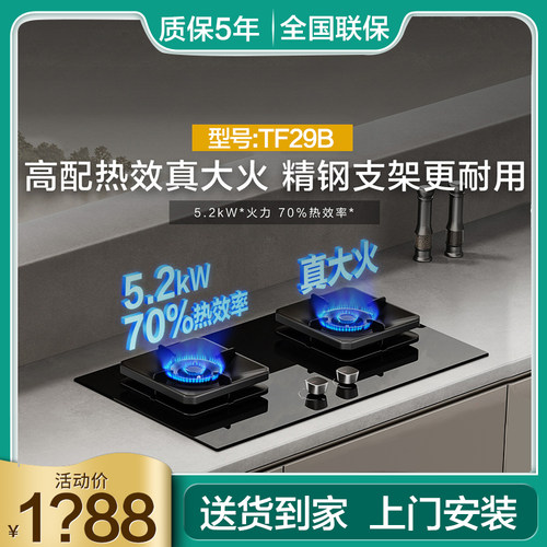 Fotile/方太 JZT-TF29B燃气灶煤气灶台双灶嵌入式家用猛火天然气