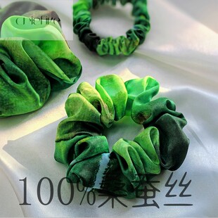 100%真丝发圈青山灼灼桑蚕丝印花发圈大肠小肠发饰高级原创