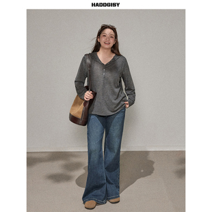 曾小咸大码女装 韩系微胖mm秋季连帽长袖单穿t恤宽松早秋chic上衣