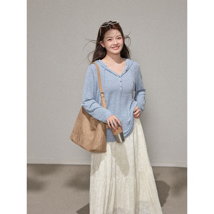 曾小咸大码女装 韩系微胖mm秋季连帽长袖单穿t恤宽松早秋chic上衣