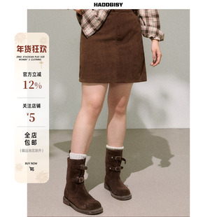 曾小咸大码女装 棕色高腰胖mm显瘦绝美时髦半身裙短裙子2025新款