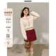 曾小咸大码 秋冬胖mm 海军领毛衣上衣红色半裙套装 女装 新年战袍