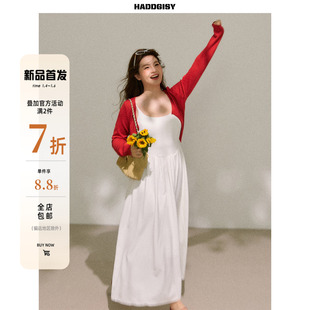 一件8.8折满2件7折 吊带连衣裙 曾小咸大码 红色开衫 女装