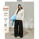 曾小咸大码 木耳边内搭t恤超好看显瘦上衣春季 女装 微胖mm白色长袖