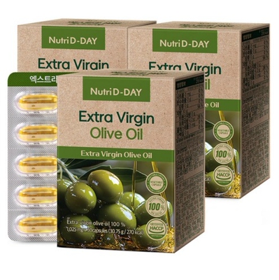 韩国直邮nutridday橄榄油胶囊100%提纯低温冷压榨营养素30粒3盒