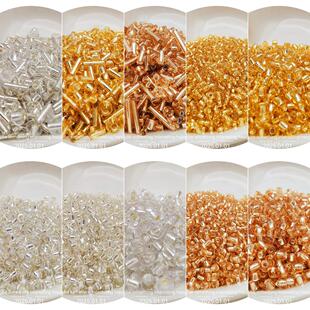 2/3/4mm金银灌银混玻璃米珠管珠diy手工串珠材料散珠手链饰品配件