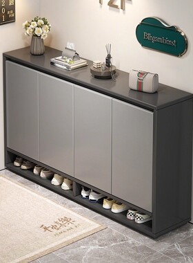 鞋柜带门灰色家用门口外楼道电梯走廊大容量收纳高80一米鞋架