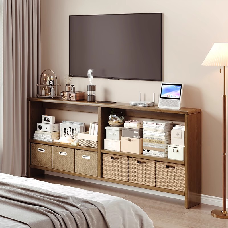 实木床尾置物架卧室床边极窄长条夹缝隙收纳矮柜靠墙边细长小窄桌