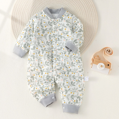 婴儿连体衣春秋款40g夹棉男女宝宝衣服长袖新生儿哈衣A类婴儿春装