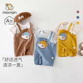 男女宝短爬外出服夏款 婴儿衣服夏装 ins新生儿连体衣韩版 时尚 薄款