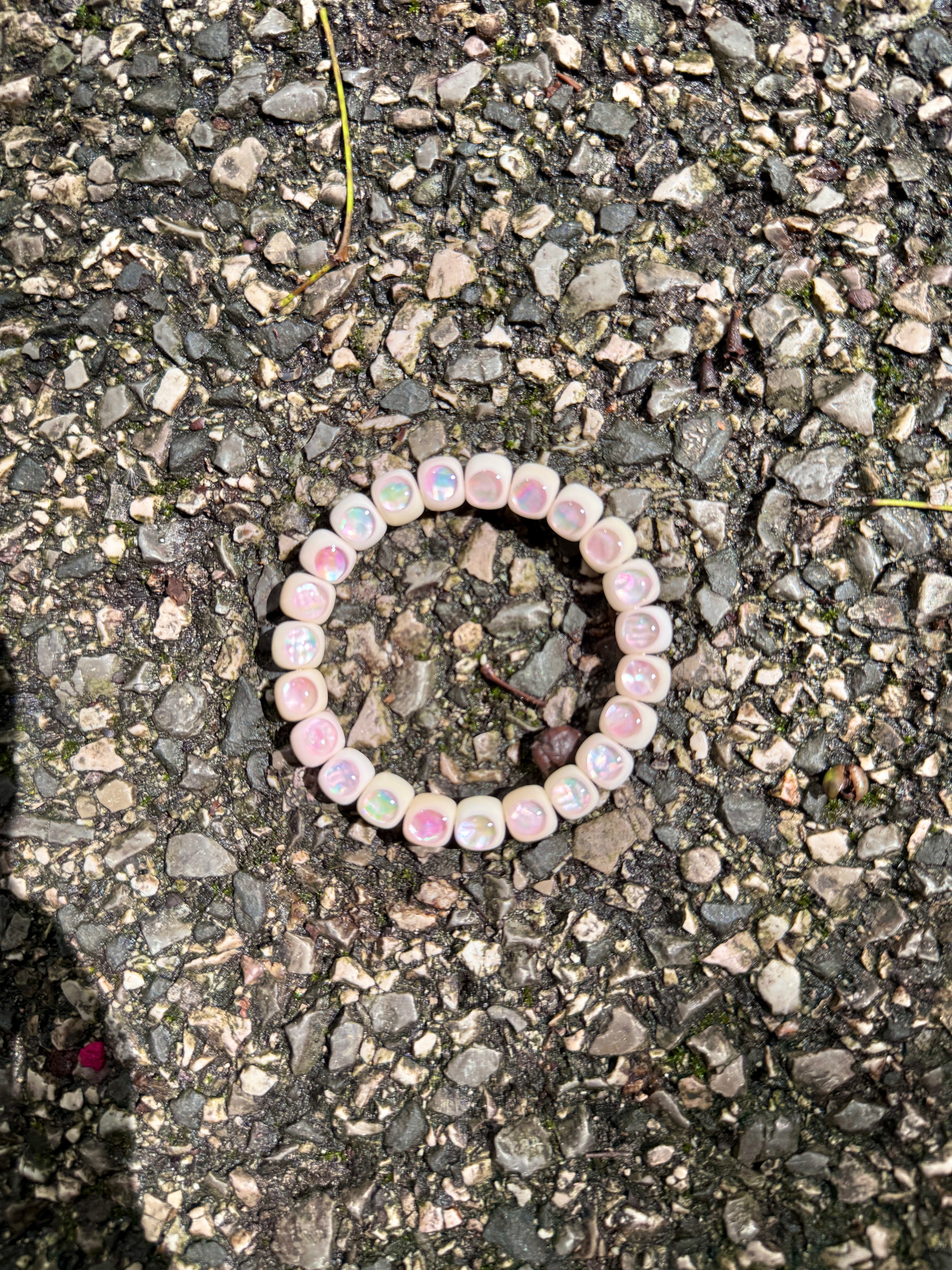 【粉芭乐】白玉菩提镶嵌彩贝9*8老型桶佛珠手串送人生日礼物盘玩